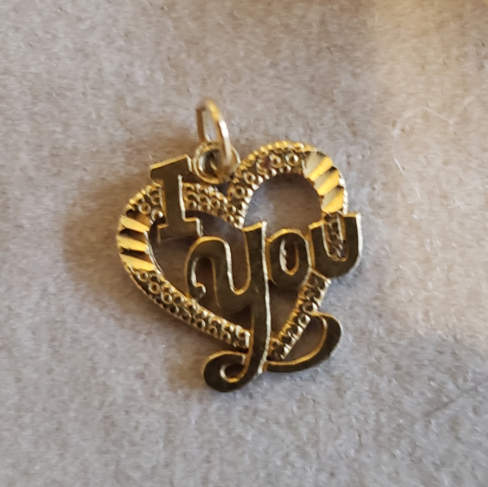 14k solid gold I love you charm